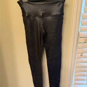 SPANX Shiny Black Textured Leggings